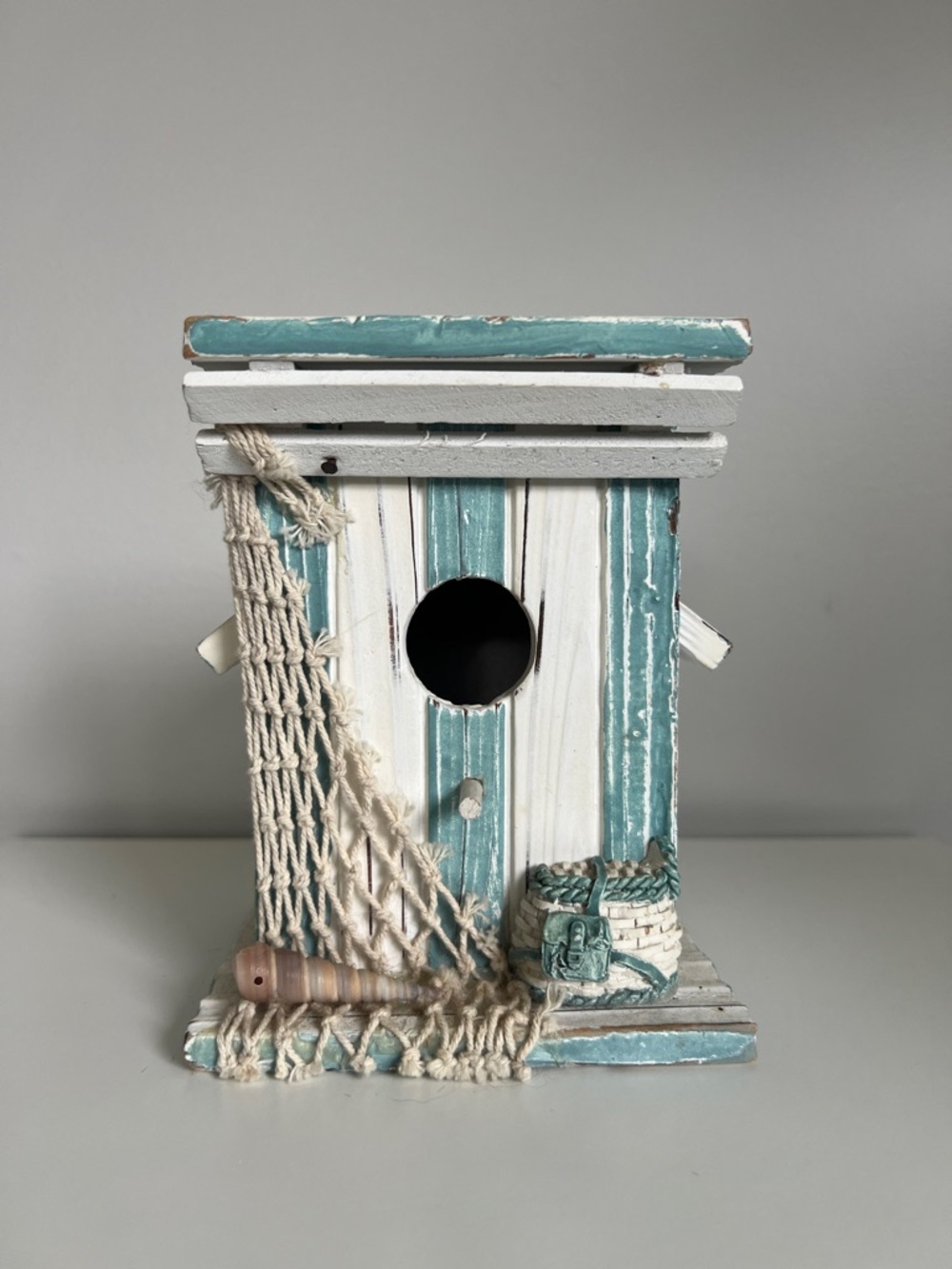 Coastal Turquoise & White Decorative Birdhouse